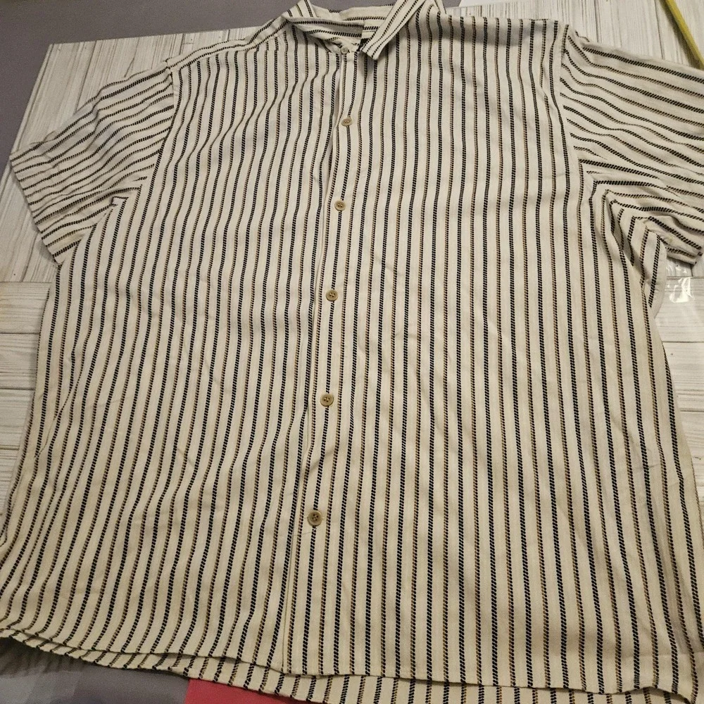 Banana Republic‎ Shirt Mens 2XL Striped Short Sleeve Button Up Standard Fit